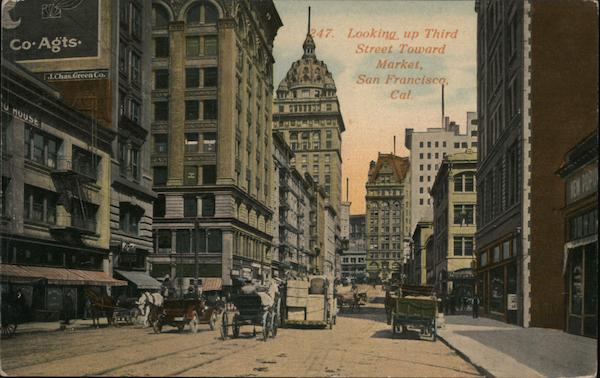 Looking up Third Street toward market San Francisco California