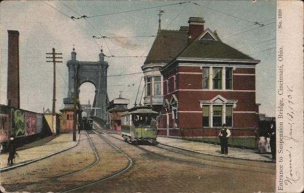 Entrance to Suspension Bridge Cincinnati Ohio