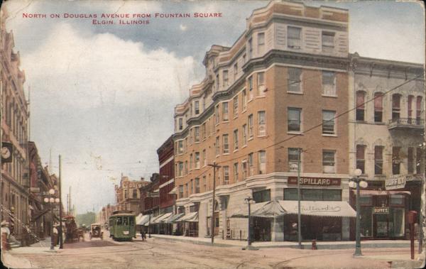 North on Douglas Avenue from Fountain Square Elgin Illinois