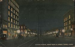 Kansas Avenue, North From 9th Street at Night Postcard