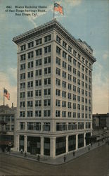 Watts Building Home of San Diego Savings Bank Postcard