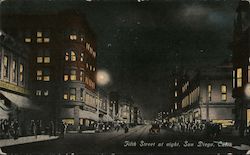 Fifth Street at Night San Diego, CA Postcard Postcard Postcard