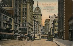 Looking up Third Street toward market Postcard
