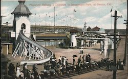 Miniature Railway & Entrance to Amusement Park Postcard