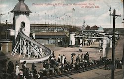 Miniature Railway & Entrance to Amusement Park Postcard