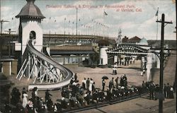 Miniature Railway & Entrance to Amusement Park Venice, CA Postcard Postcard Postcard