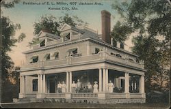 Residence of E. L. Miller, 407 Jackson Ave. Kansas City, MO Postcard Postcard Postcard