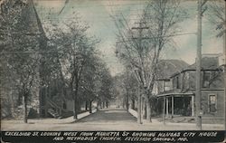 Excelsior St. Looking West from Marietta St. Showing Kansas City House and Methodist Church Postcard