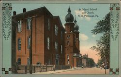 St. Mary's School and Church Pittsburgh, PA Postcard Postcard Postcard