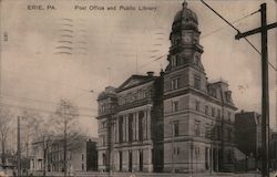 Post Office and Public Library Postcard
