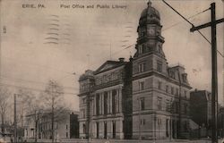 Post Office and Public Library Erie, PA Postcard Postcard Postcard