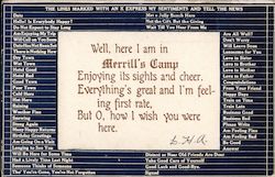 Here I am in Merrill's Camp Postcard