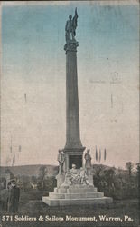 Soldiers & Sailors Monument Warren, PA Postcard Postcard Postcard
