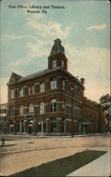 Post Office, Library and Theatre Warren, PA Postcard Postcard Postcard