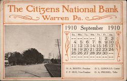 Citizens National Bank September 1920 Calendar Postcard