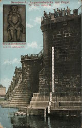 Augustusbrücke mit Pegel, 1. August 1904 Postcard