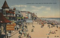 Looking North From Pier Old Orchard Beach, ME Postcard Postcard Postcard