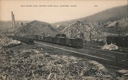 Pulp Wood Piles, Oxford Paper Mills Postcard