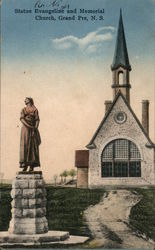 Statue Evangeline and Memorial Church Grand Pre, NS Canada Nova Scotia Postcard Postcard Postcard