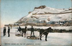 Winter Scene - Sledges on the St. Lawrence River Postcard
