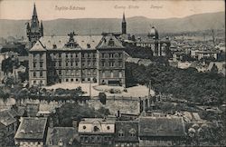 JUDAICA, Synagogue (Tempel) & Protestant Church, Today Teplice Czech Republic, 1919 Postcard
