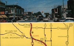 All Roads Lead to Claire, Michigan, Famed Vacation Areas Postcard