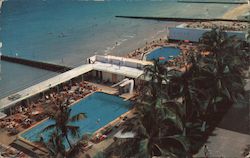 View of Ocean and Swimming Pools at Cabana Clubs Miami Beach, FL Postcard Postcard Postcard