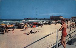 Looking South toward Ocean Pier from Boardwalk Postcard