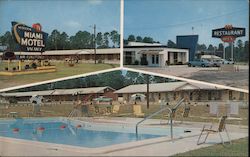 Miami Motel & Restaurant - U.S. 301-25, 1 Mi. N. Claxton, GA Postcard Postcard Postcard