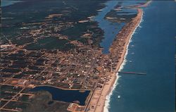 Air View of Beach Town Postcard