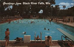Greetings From Black River Falls Municipal Swimming Pool Postcard