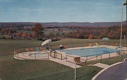 View and Pool from Breeze Manor Motel Breezewood, PA Postcard Postcard Postcard