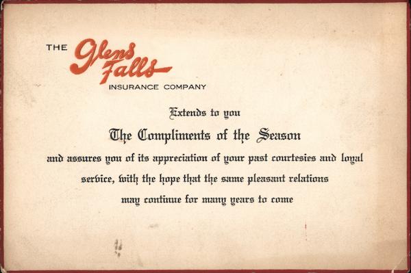 The Glens Falls Insurance Company holiday greetings for customers New York