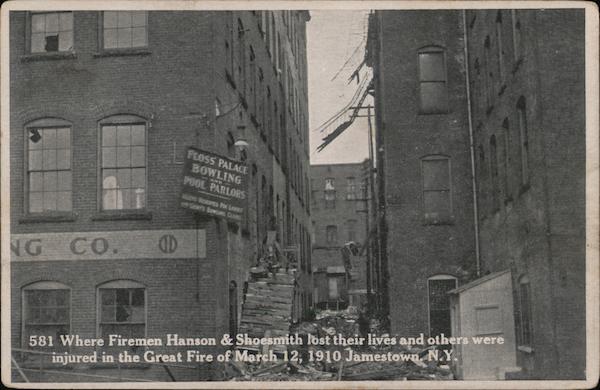 Where Firemen Hanson & Shoesmith Lost Their Lives in Great Fire Jamestown New York