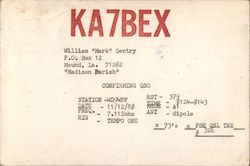 KA7BEX - William Gentry Postcard