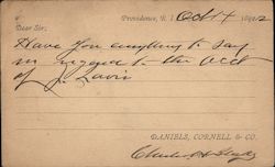 Daniels, Cornell & Co. Providence, RI Postal Cards & Correspondence Postcard Postcard Postcard