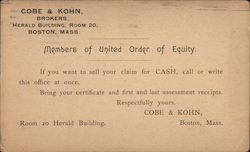 Cobe & Kohn, Brokers Postcard