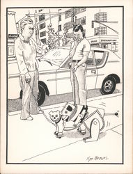 Robot dogs humping by Ken Brown Postcard