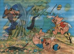 3D Rare Disney The Three Little Pigs Postcard