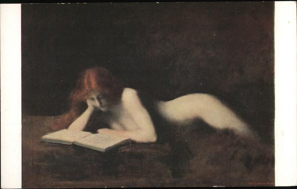 Red-Headed Nude Reading a Book Risque & Nude