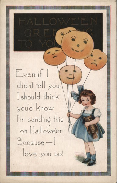 Hallowe'en Greetings to You - Pumpkin Balloons Halloween