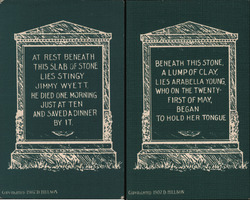 Lot of 2: Tombstones / Gravestones with sayins Postcard