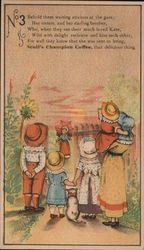 Coffee advertisement, with poem on front of card (transcribed below) Trade Card