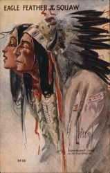 Eagle Feater & Squaw Native Americana Postcard Postcard Postcard