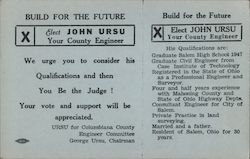 Build For the Future: Elect John Ursu your County Engineer Ohio Postcard Postcard Postcard