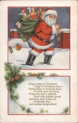 Sing a Song of Christmas, A Bag of Christmas Toys, Santa Claus is Bringing Them, To Little Girls and Boys Postcard Postcard Postcard