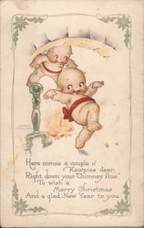 Here comes a couple of' Kewpies dear Christmas Wishes Rose O'Neill Postcard Postcard Postcard