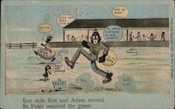 Eve Stole First and Adam Second, St. Peter Umpired the Game Postcard