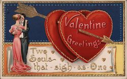 Valentine Greetings - Two Souls that Sigh as One Couples Postcard Postcard Postcard