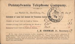 Pennsylvania Telephone Company Harrisburg, PA Postcard Postcard Postcard